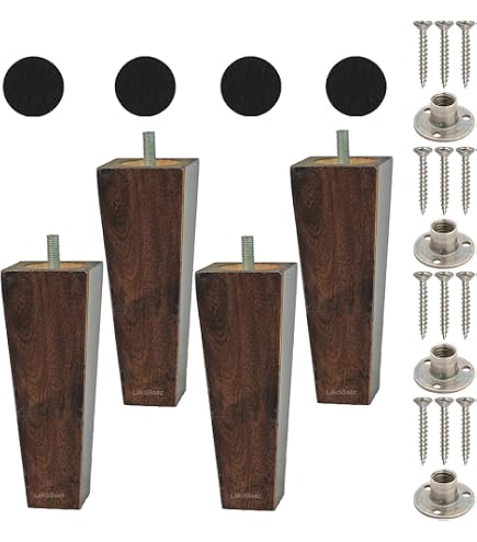 Quluxe Sofa Legs 4.5 Inch - Plastic Replacement Couch Legs, Square Design With M8 Bolts (Pack Of 4, Black) - View #2