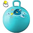 TS WITH TECHSUN Inflatable Jumping Hopping Hopper Hop Bouncy Jumping Ball with Grip Handle for Kids, Size: 45CM (Multi-Color, 3 to 5 Years) Multicolor