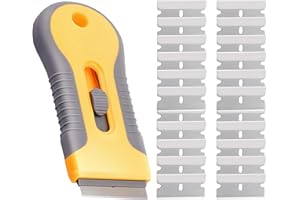 GALAMAX Scraper Tool Set, Plastic Scraper Tool with 20 Spare Replacement Metal Blades, Non Scratch Anti Slip Hob Glass Oven Cooker Cleaning Tool for Home Removing Ceramic Wallpaper Paint Label Sticker