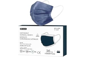 MEDI SANTÉ Masque CHIRURGICALJETABLE Type IIR BOÎTE DE 36 PIÈCES, Bleu Marine