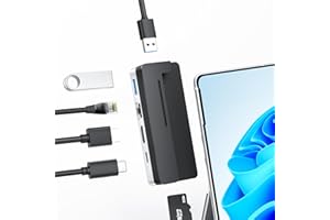 BYEASY Surface Pro 9 Stacja dokująca, 6 w 2 Microsoft Surface Pro 9 Hub USB-C z ładowaniem PD 100 W, 2 x USB 3.1, 4K przy 60Hz HDMI, 1000M Ethernet LAN, czytnik kart TF, koncentrator rozszerzeń do