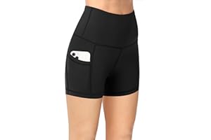 DDOBB Pantaloni da ciclismo da donna con tasca, a vita alta, per palestra, estivi, sportivi, opachi, per yoga, fitness
