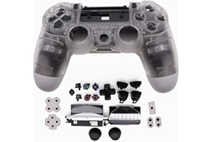 HUAYUWA Custodia per controller di gioco in plastica (trasparente) con pulsanti di ricambio, set adatto per PlayStation 4 Pro 5.0 JDS-050 JDS-055 JDM-050 JDM-055 (versione V2)