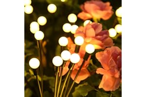 CNKEEO Firefly Solar Lights Outdoor Garden, 4 Pack 8 LED Outdoor Lights Solar Garden Lights 8 Modes Remote Control Firefly Lights for Pathway Yard Patio Decoration (Warm White, 4 Pack)