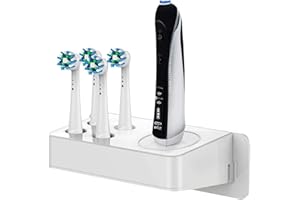 NEWDING Halter Ersatz für Braun Oral-B Elektrische Zahnbürste Typ 3757 Ladestation Halterung und 4 Zahnbürstenhalterung, Desktop oder an der Wandhalterung