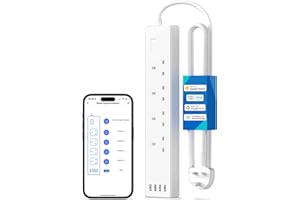 Meross Smart Power Strip, Smart Extension Lead with 20W USB Ports, Compatible with Apple HomeKit, Amazon Alexa, Google Home, and SmartThings, Timer, and Voice/Remote Control, 2.4GHz WiFi, 6ft Cord