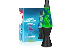 Soarling Bulb Liquid Motion Lamp, Relaxing Liquid Lamp Light, Night Light Nightlight, Mood Lights for Bedroom Living Room Office, Lamps for Adults Kids Gift (14.5", Dark Blue Liquid with Yellow Wax)