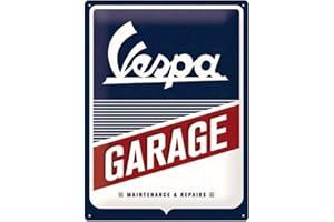 Nostalgic-Art Targa Vintage Vespa – Garage – Idea regalo per amanti degli scooter, in metallo, Design retro per decorazione, 30 x 40 cm