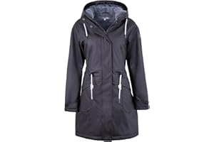rhythm of the rain Regenjacke Damen mit Warm gefüttert Winterjacke Damen wasserdicht PU Regenmantel Friesennerz übergangsjacke mit Kapuze