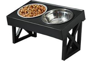 FYKERO Elevated Dog Bowls for Large Dogs - 3 Adjustable Heights Raised Pet Bowl, Stand Feeder with Slow Feeder Bowl 2 Stainless Steel Food & Water Bowls for Small Medium Large Dogs Puppy Cats Pets