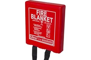 UltraFire 1.2m x 1.2m Hard Case Fire Blanket | for Homes, Kitchens, Offices, Caravans - Stop Frying Pan Fires & Clothing/Waste Bin Fires | Kitemarked Woven Glass Fibre Cloth with Rigid Hard Case
