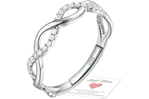 HEEYA 925 Sterling Silver/Rose Gold/14K Gold Plated Infinity Ring - Adjustable Crossover Thumb Rings for Women Girls - Cubic Zirconia Eternity Wedding Promise Ring Anniversary Jewellery Gifts