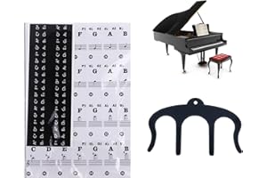 Zchui Adesivi per tastiera di pianoforte, adesivi rimovibili per tastiera di pianoforte, adesivi per 88/61/54/49 tasti, segnapunti per bambini principianti (trasparente + nero)