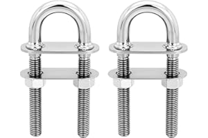 ASDMM Barco marino U perno popa proa ojo amarre abajo, RV yate de acero inoxidable con tuercas hexagonales y arandelas, 4-1/2 "longitud general, 3/8" stock, 3" longitud de rosca (2)