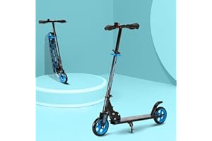Amazon Brand - Jam & Honey- Kick Scooter for Kids Ages 6-13 Years | Foldable with 3 Adjustable Height | 2 Wheels | BIS Certified | Max Weight Capacity 50kg (Blue)