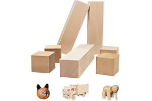 MINGSH 7Pcs Basswood Carving Blocks, 2 Size Smooth Unfinished Wood Blocks,DIY Wood Carving Kit,Shaping,Painting Creative Wood Art Craft,Natural Whittling Blocks for Carving Beginners and Professional
