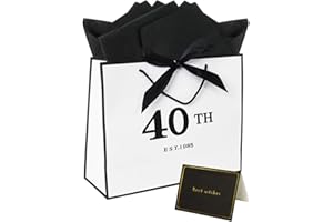 NWVUOP 40th Birthday Gift Bag 12.6× 4.3× 10.6 Inches Large With Tissue Paper for Women and Men