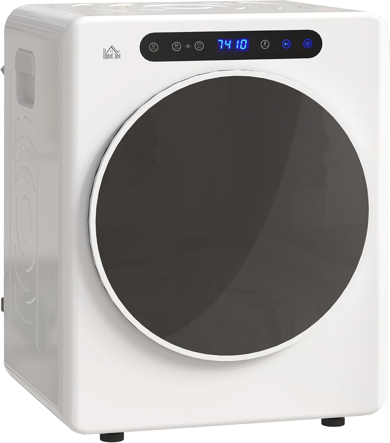 HOMCOM 4kg Vented Tumble Dryer, 1000W Compact Freestanding Front Tumble Dryer with Stainless Steel Tub, Timer, 6 Heat Settings, Small Portable Clothes Drying Machine, White