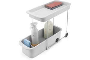 Joseph Joseph CupboardStore Carrito Organizador de Cocina con Ruedas, 2 Niveles, Almacenamiento debajo Fregadero, Plástico Reciclado