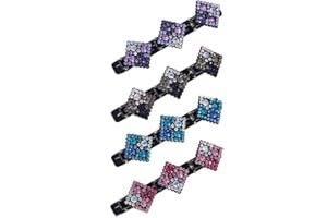 ANDROXEDA 4 Stück Kolibri Haarspange Rhombus Gemischte Farbe Doppelschicht Haarspange Kolibri Haarspange Glitzer Kristallblume Damen Haarspangen mit 3 Clips Mädchen Kinder Klein Haarklammer