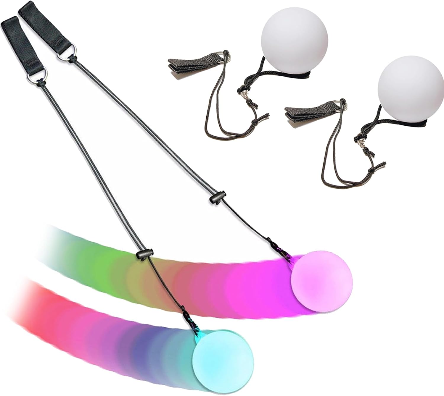 KIKVTER 2 bolas LED Poi Balls, bolas de malabares luminosas, bola luminosa, bola LED con colores del arco iris y efecto estroboscópico, juguete de circo, juego de spinning para adultos, principiantes