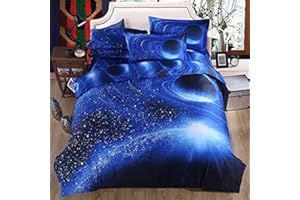 ‎WONGS BEDDING WONGS BEDDING Bettwäsche 135x200 Galaxie Bettwäsche 2 Teilig Junge Bettwäsche Mikrofaser Universum Wendemotiv Bettwäsche Wendebettwäsche Deckenbezug mit Reißverschluss und Kissenbezug 50×75