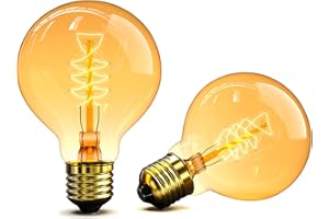 AURORAST Vintage E27 Bulb, Antique Retro Lamp Wire 220-240V Large Bulb 40W Edison Globe G80 Filament Bulb Warm White 2 Pack