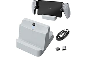 Buziba Cargador de controlador de estación de carga para PS5, base de carga rápida, soporte de carga portátil con puerto de carga tipo C para consola de juegos Playstation Portal (blanco)
