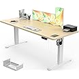 Devoko Electric Standing Desk 180x80cm with USB Charging Height Adjustable Desk with Desktop Sit Stand Up Desk Heavy Duty Steel 3 Memory Smart Pannel(Beige)