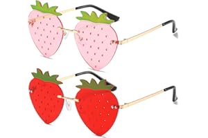 YAMEIZE Cute Strawberry Form Sonnenbrille für - Damen Herren Metall Rahmen Fruit Funky Brille Funny Part…