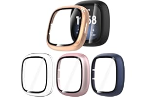 Hianjoo 5-pak ochraniaczy ekranu kompatybilnych z Fitbit Sense / Versa 3, uniwersalna ochronna obudowa ze szkła hartowanego PC kompatybilna z Fitbit Sense / Versa 3