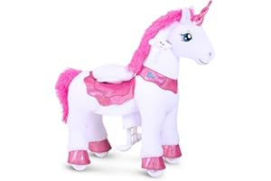 PonyCycle Essentiel Modèle E Licorne à roulettes avec Frein (Rose/Taille 3 pour 3-4 Ans) Jouets à Monter Intérieur Extérieur pour Enfants - E312