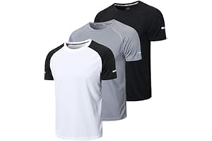 Gaiatiger 3 Pack T-Shirt Homme Tee Shirt Sport Homme Manche Courte Séchage Rapide Respirant Baselayer Haut Running Fitness Gym