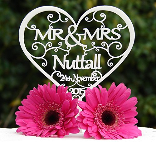 Preisvergleich Produktbild personalisierbar MR & MRS Hochzeit Tortenaufsatz