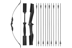 BIUBIUSOT 53" Takedown Recurve Bow and Arrow Set Adult 30/40LBS Archery Right Left Hand Archery Target Practice Outdoor Hunting 12pcs Mixed Carbon Arrow