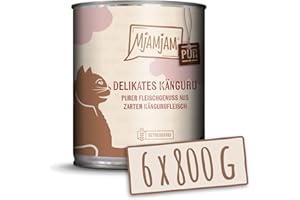 MjAMjAM - Mokra karma premium dla kotów – czysta przyjemność z mięsa – delikatny kangur, opakowanie 6 sztuk (6 x 800 g), bez zbóż, z bardzo dużą ilością mięsa