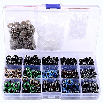 Besttoyeye 264 Pcs 6 ~ 12mm Coloré Yeux de sécurité Yeux en plastique Yeux de Poupée avec Rondelles pour Poupée, Marionnettes, Animaux en Peluche