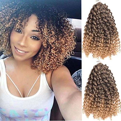 New Popular 8inch 3pcs/lot Mali Bob Afro Kinky Curl Crochet Hair Ombre Crochet Braiding Hair Extensions (8", T1B/27)