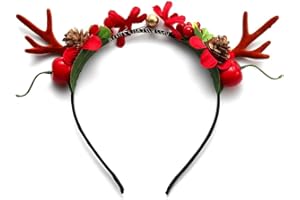 Unicra Christmas Headband Flower Antlers Headband Elk Deer Animal Horns Hair Piece Headwear Halloween Hair Accessories for Women and Girls