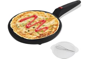 DANNEEFORSU7 Crepiera Elettrica con Manico, Crepiera Elettriche, Crêpes Maker Antiaderente 600W Piastra Crepes Macchina Portatile Pancake Maker per compleanni per bambini, feste di famiglia