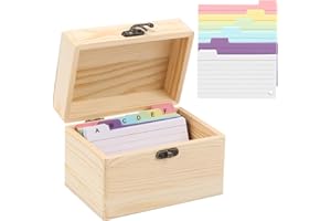 mumisuto Index Card Holder 3x5,Index Card Organiser Case with 150 Lined Index Cards,Wood Recipe Box Card File Storage Box,Flashcard Notecard Holders for Flash Cards Business Cards School Office