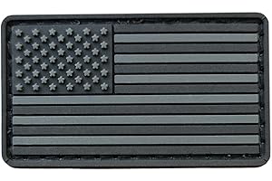 2AFTER1 Blackout Mini Small 1x1.75 USA America Flag Subdued Tactical Morale PVC Rubber Touch Fastener