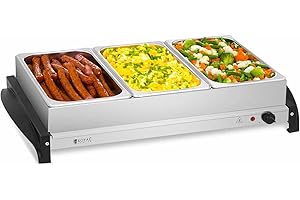 ‎ROYAL CATERING Royal Catering RCHP-400/3 Edelstahl Buffetwärmer Speisenwärmer elektrisch 3 x 2 L 400 W Acrylglasdeckel Chafing Dish Wärmebehälter Heizplatte