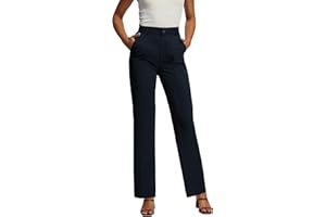 femiss High Waisted Straight Leg Trousers – Smart Office Wear, Formal Uniform Bottoms with 2 Side Pockets, Tailored Workwear, Stretch Fit for Women, Teens, Girls, Ladies (Size 6 to 18)