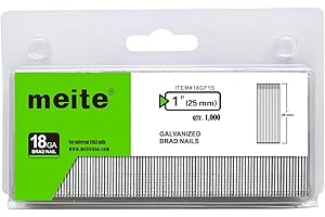 meite Chiodi Brad 18GA da 25 mm, Tipo 18G, Zincati, Chiodi di Finitura a Testa Piccola per Chiodatrice Pneumatica o Elettrica (1.000 Pezzi)