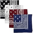 DIKHAWA Unisex Soft Breathable Cotton Paisley Printed Cowboy Bandanas,Headband,Scarf (Multicolour_50CM X 50CM_Pack of 4)