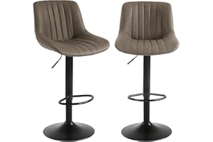 Youhauchair Barhocker 2er Set, Drehbare Barhocker mit Lehne, Höhenverstellbar aus PU-Leder, Moderner Barstuhl Küchenhocker Bar Hocker Bar Stool, Braun