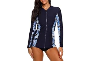 Charmo Women Zip UV Rash Vest Long Sleeve Rashguard Shirts