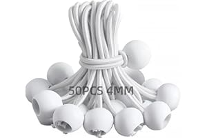 Eurtes Spanngummis mit Kugel, 50 Stück Planenspanner mit Kugel, 15cm Zeltgummis Expanderschlinge Zelt Gummispanner mit Kugel, Spanngummi Kurz für Planen, Pavillons, Banner, Anhängernetze (Weiß)