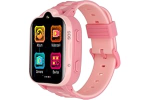 LUQEEG 4G Orologio Intelligente Telefono per Ragazzi e Ragazze, Posizione GPS Video Chiamata Smartwatch Impermeabile IP67 con Touch Screen Bambini Che Imparano a Guardare il Telefono (Rosa)
